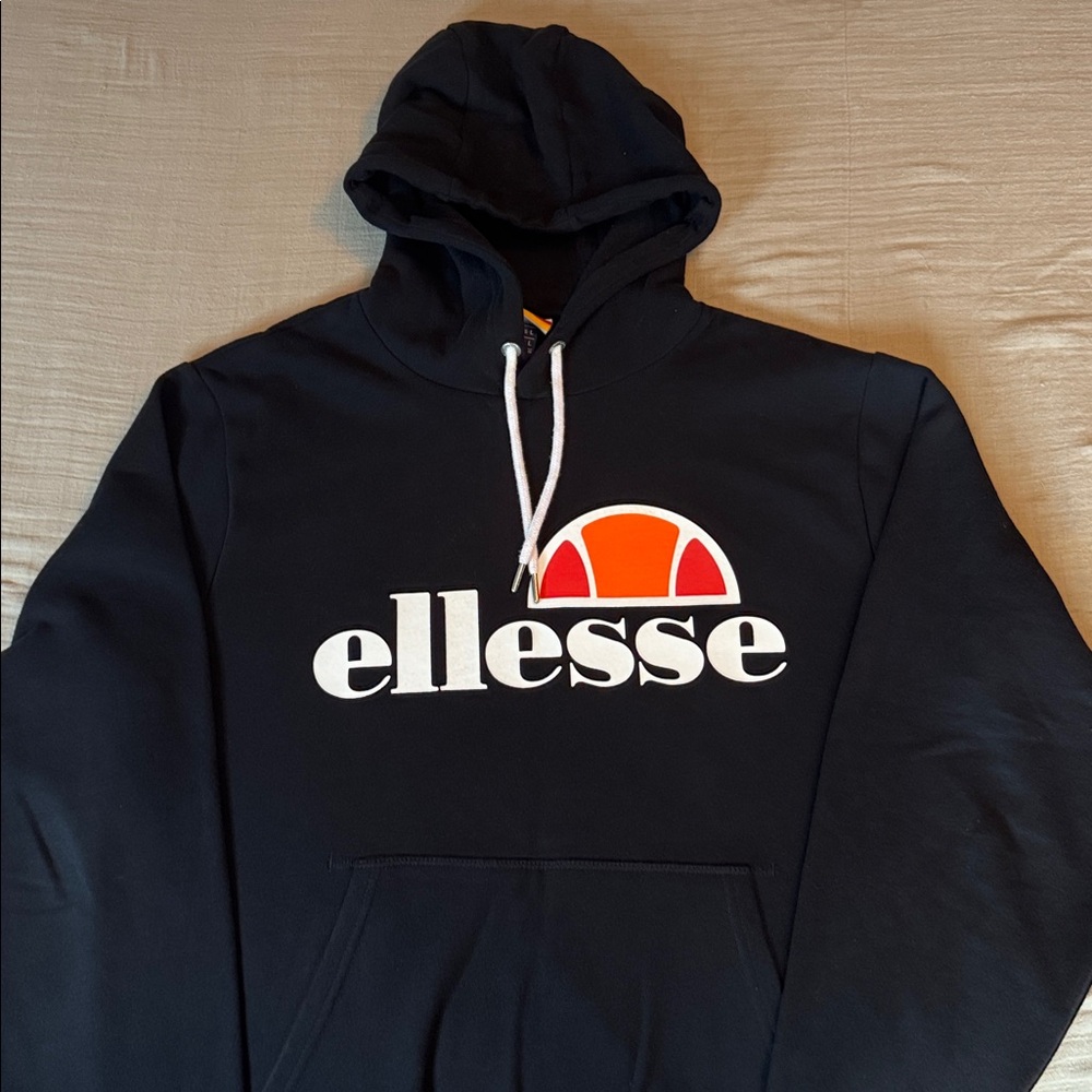 Ellesse Black Hoodie with Orange and White Logo